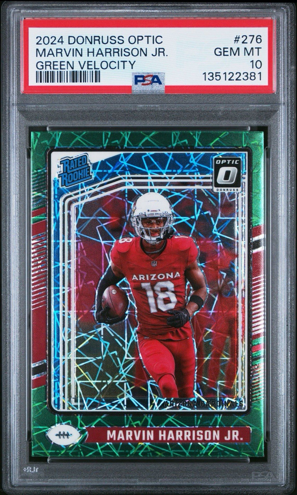2024 Donruss Optic Rated Rookie Marvin Harrison Jr. #276 Green Velocity PSA 10