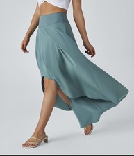 NWT Halara Breezeful High Low Ruffle Maxi Skirt with Shorts Stone Blue SIZE XS