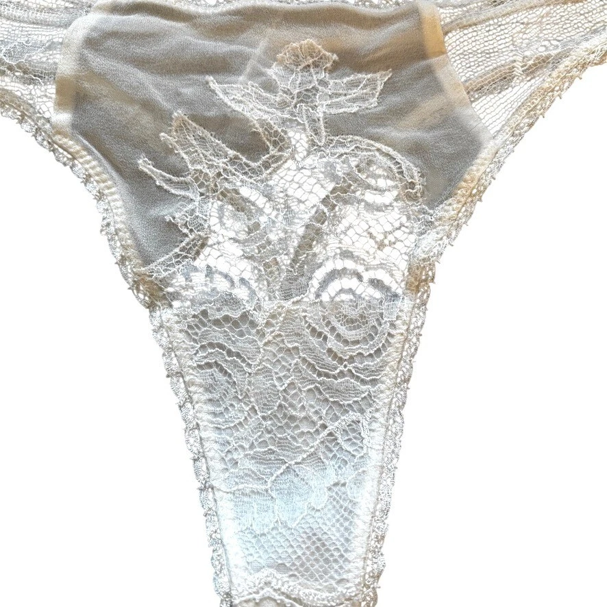 Tanga La Perla Souple Blanco Encaje Floral Panty Talla Mediana NUEVO con Etiquetas Foto 2 de 4