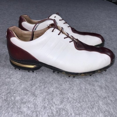 Adidas Adipure TP Leather Golf Shoes White Brown Mens 9.5 US