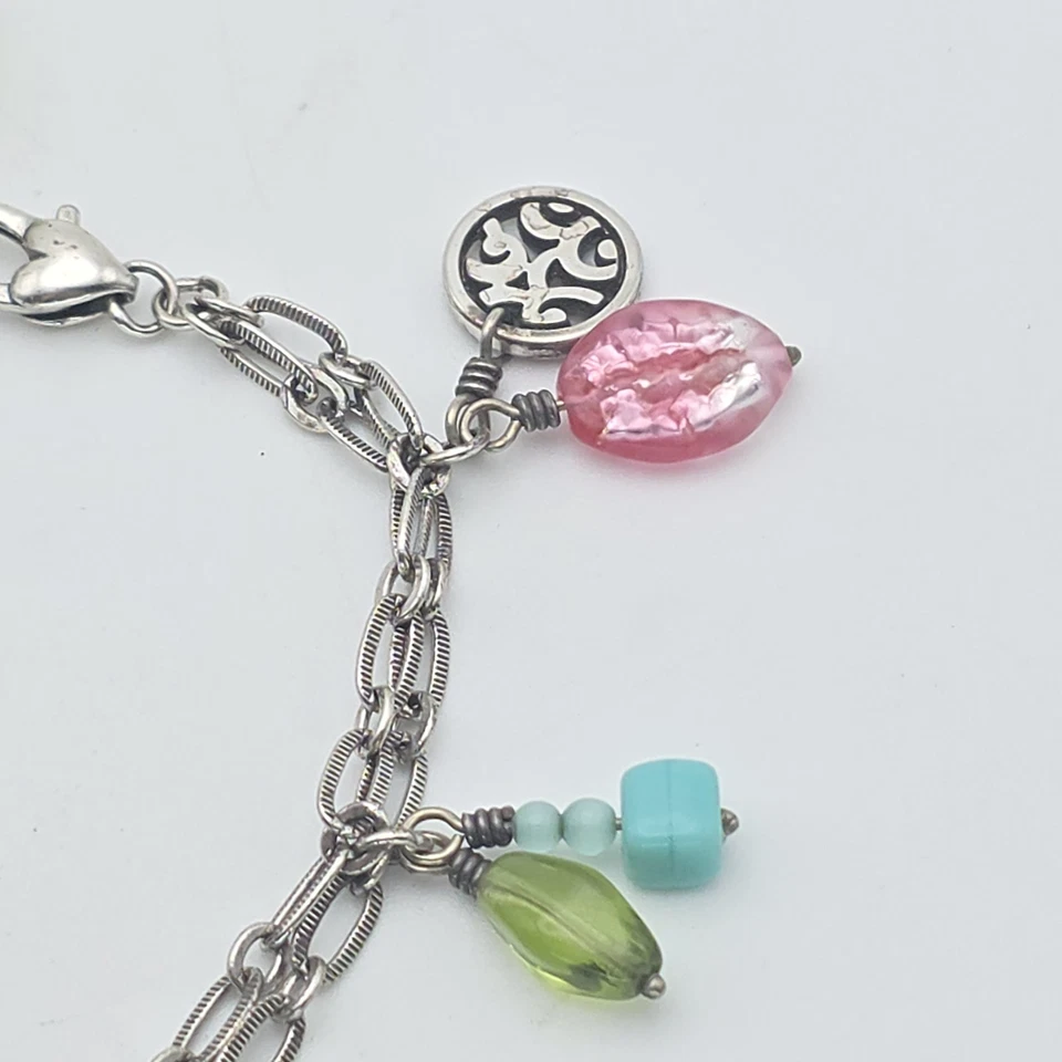 Pulsera Brighton 'Barbados' Vidrio Multicolor Placa Plata Vibrante 8.5" Ajustable Foto 4 de 4