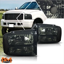 For 05-07 Ford F250/F350 Super Duty Smoked Housing Headlight Clear Corner Lamps
