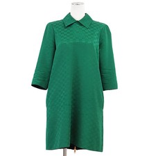 GUCCI Dress GG Supreme Jacquard Monogram BackZip Half Sleeve Women Size 38 Green