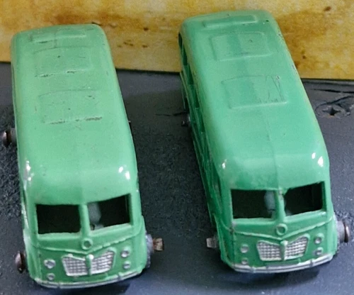 LESNEY ENGLAND (Matchbox) Bedford Duple Coach Vintage Die-Cast Metal Vehicle x2