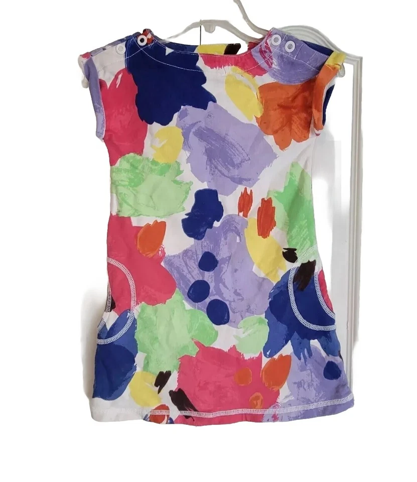  CRAZY 8 Dress Pink Floral Watercolor Small 5/6 Girls Snaps Pockets Multi Color  - Image 2 of 4