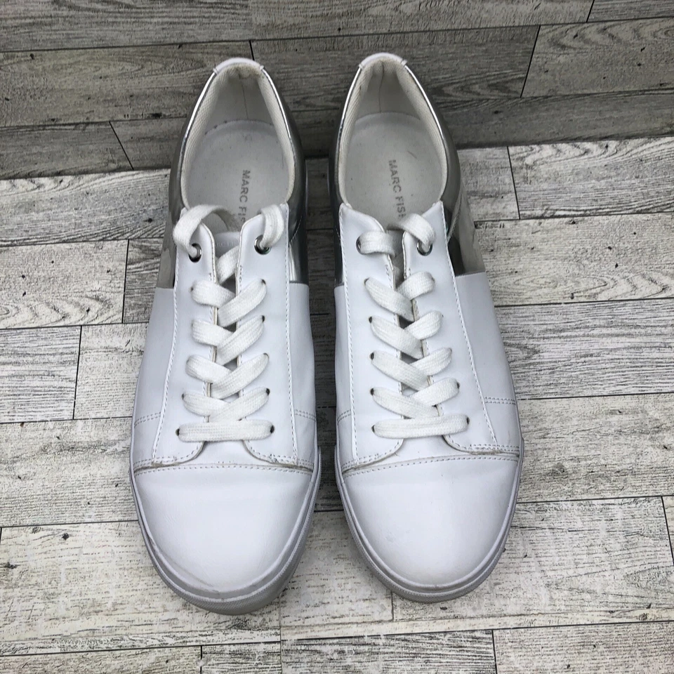 Zapatillas Tenis Marc Fisher Mujer Blanco Plateado 8.5 M Foto 3 de 4