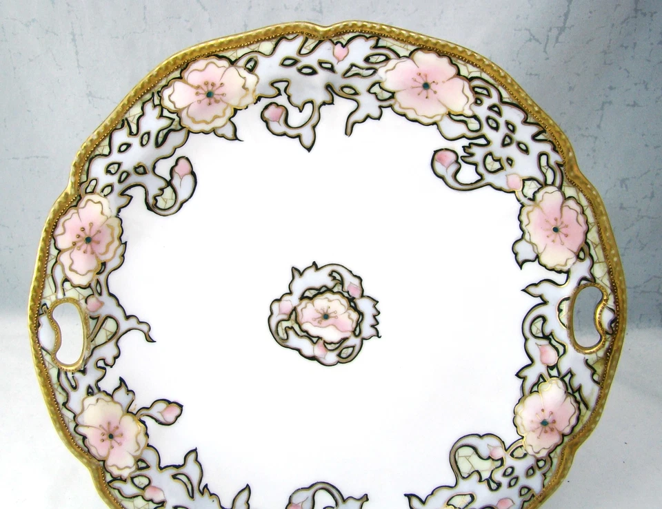 Noritake Morimura 1911-21 Marque Nippon N2033 Floral Rond Traité Gâteau Plaque - Photo 3/4
