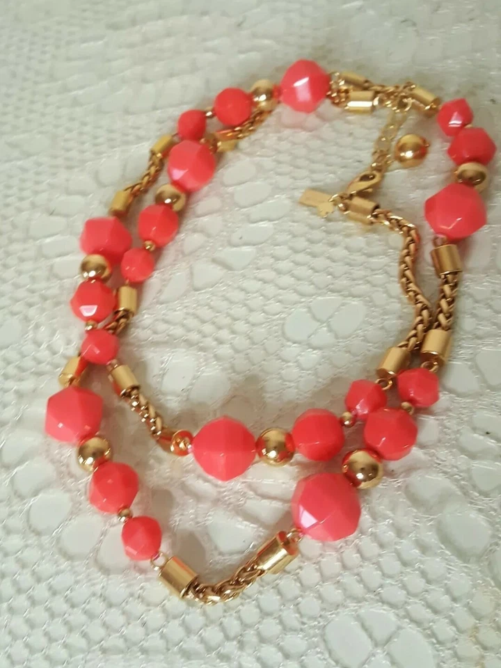 Kate Spade New York Faceted Coral and Gold Bead Necklace 30" - Image 2 of 4
