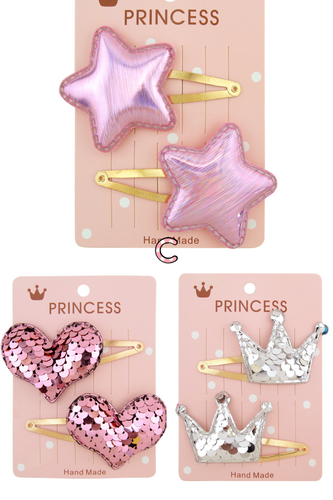 Adorable Colorful Baby Barrettes – Heart Clips – Star Clips – Crown Clips - Picture 10 of 12