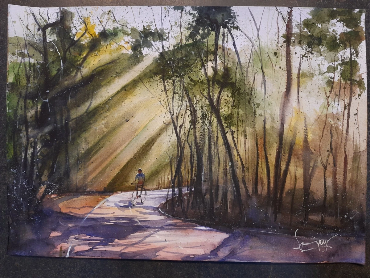 Indian Watercolor Landscape Paintings