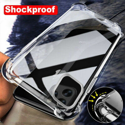 For iPhone 14 13 12 11 Pro Max X XR Shockproof Clear Bumper Silicone Case Cover