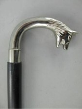 Ladies Choice Silver Wolf Head Walking Stick Vintage Classic Style Wooden Cane