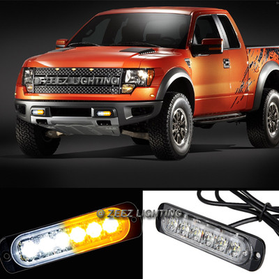 1X White&Amber 6 LED Emergency Hazard Warning Caution Beacon Strobe Light Bar#12