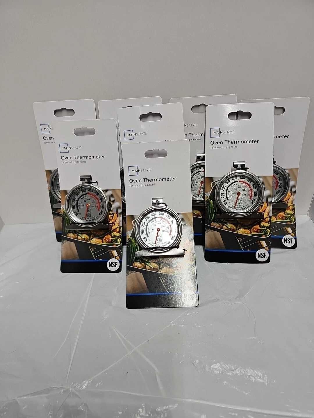 Lot Of 8- Mainstays NSF Certified Oven Safe Thermometer Large Dial Silver New