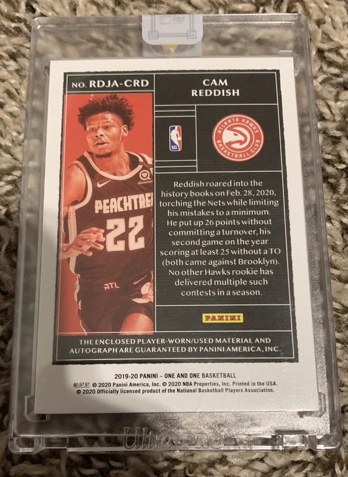 2019-20 Panini One And One Cam Reddish Dual Rookie Patch Auto 57/99 Hawks RC - Image 2 of 2