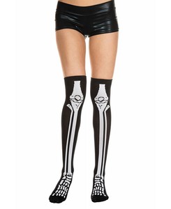 skeleton thigh high socks