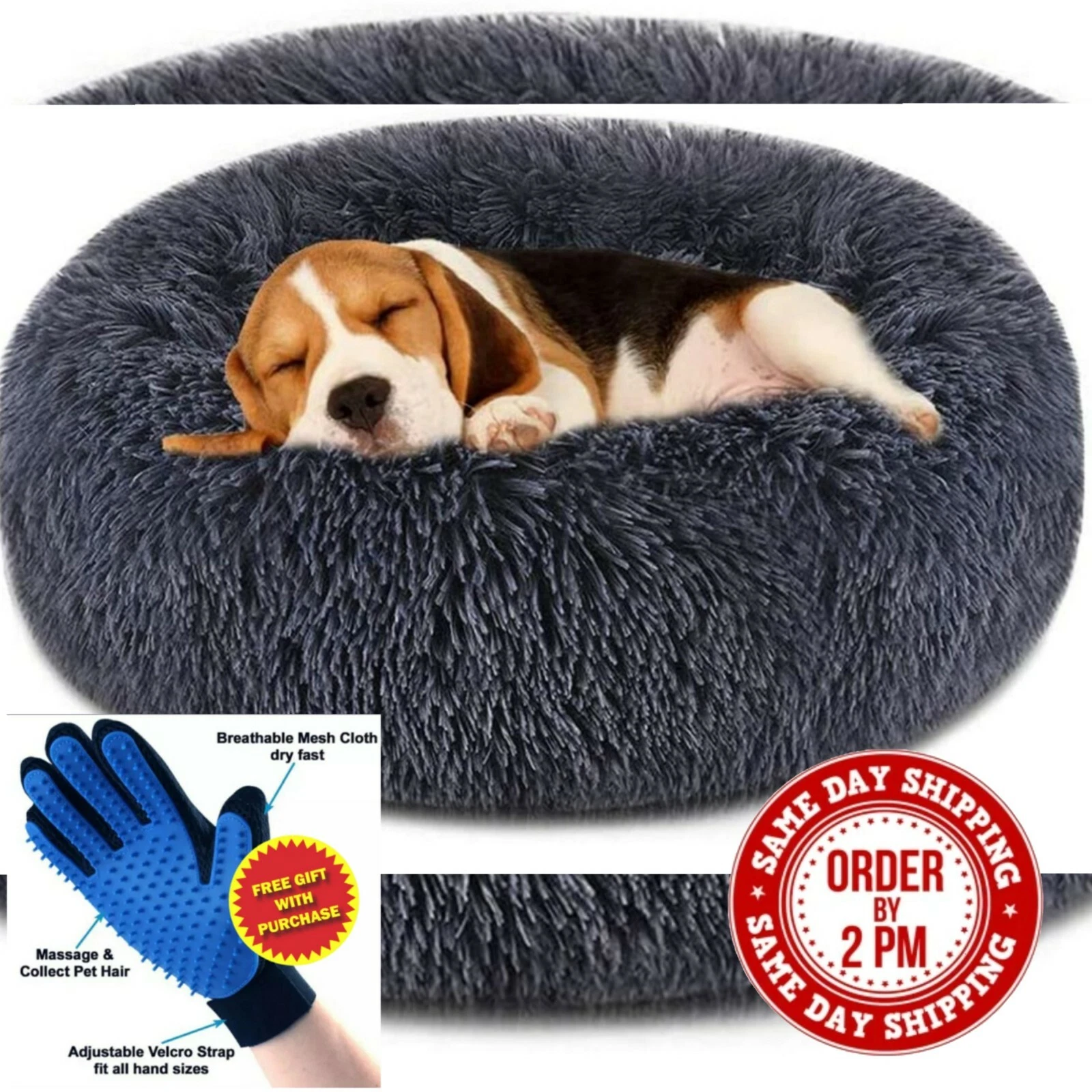Donut Plush Pet Dog Cat Bed Fluffy Soft Warm Calming Bed Sleeping Kennel Nest
Opens in a new window