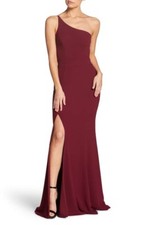 Dress the Population Amy One Shoulder Crepe Gown Burgundy size L