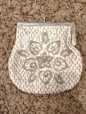 Vintage Handmade Magid Snowflake Evening Bag Beaded Purse Formal Clutch B14