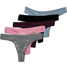 LOT 5 Women Bikini Sexy G-String Panties Lace Cotton Underwear # F264