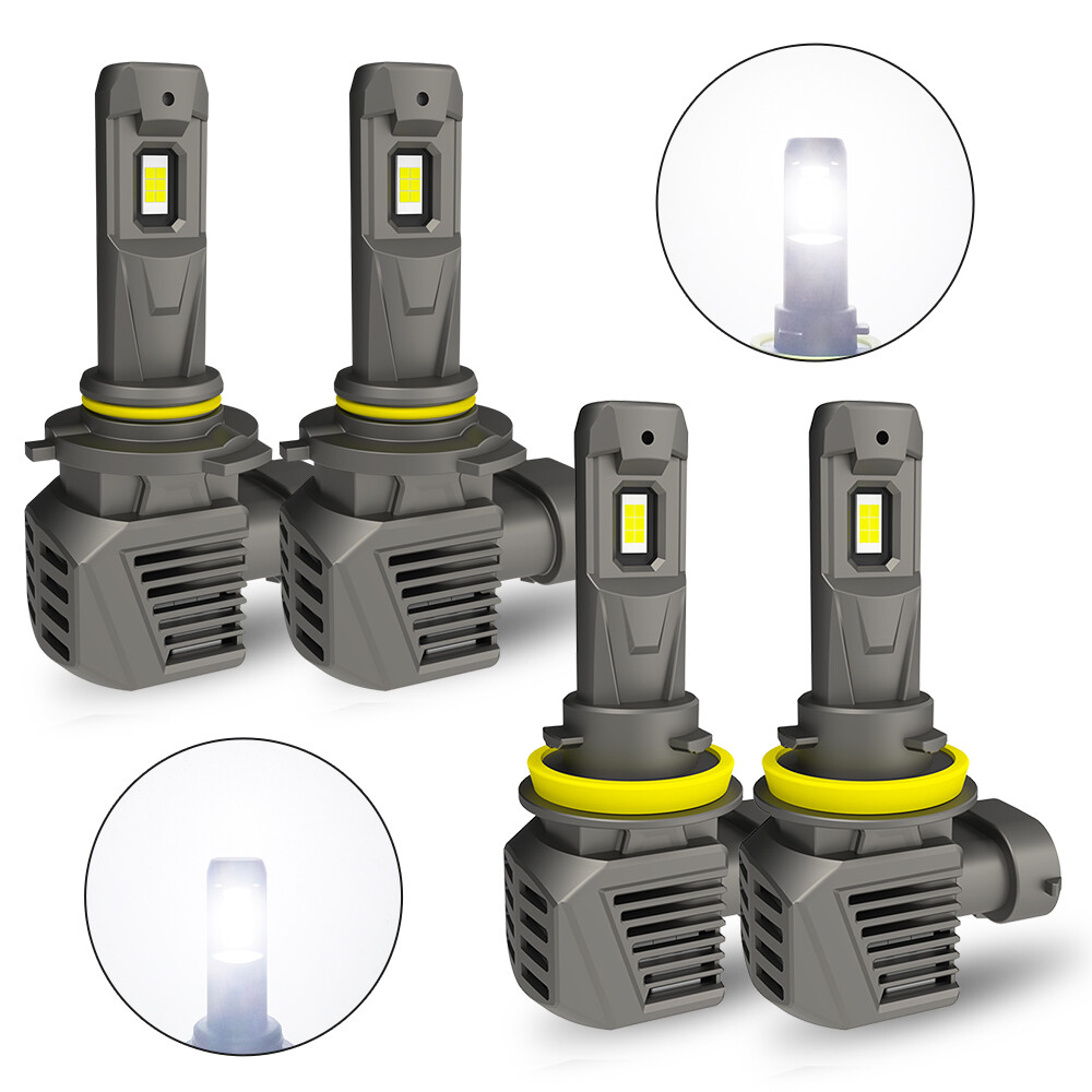 AUXITO 9005 H11 Headlight LED Bulb Combo Kit High Low Beam 6500K Canbus White 4x