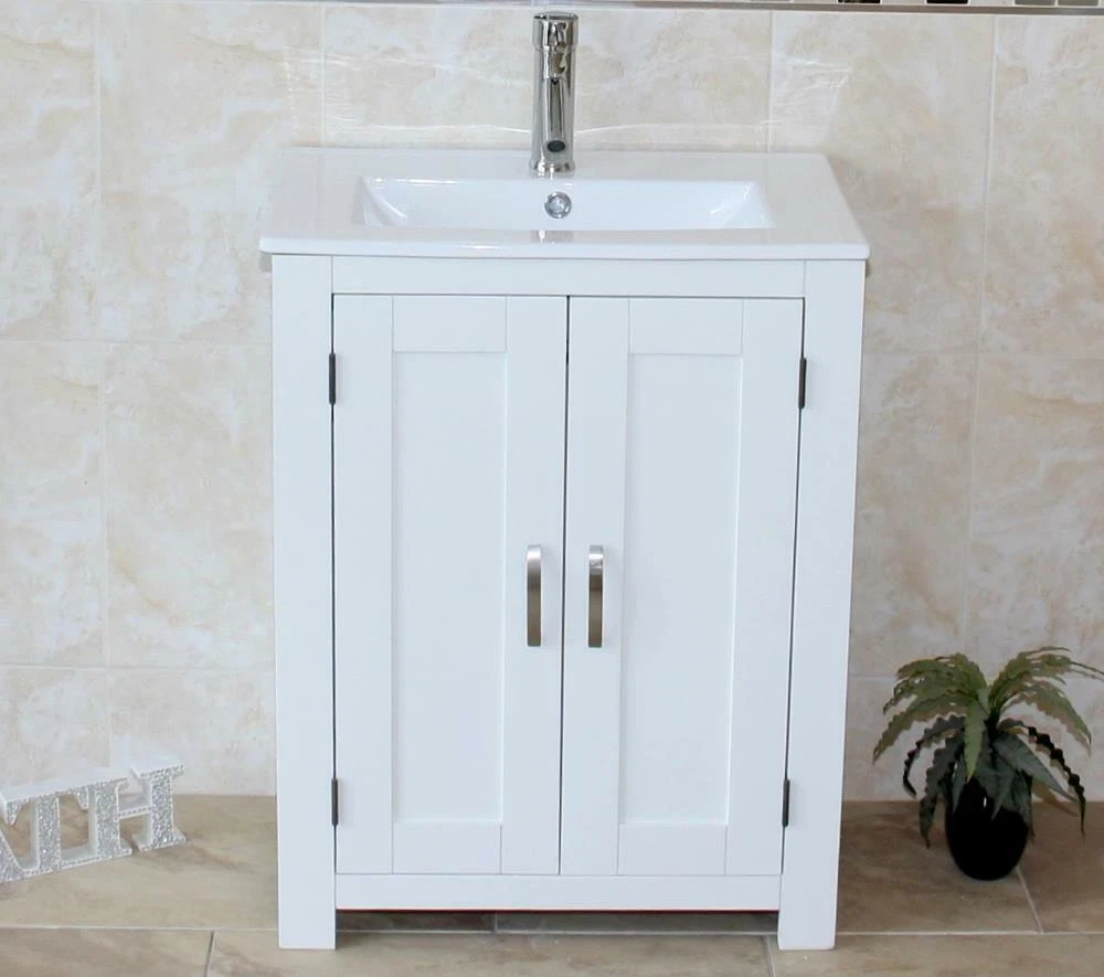 Slimline Bathroom Cabinet Vanity Unit Oak Top White Furniture