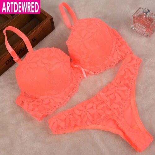 Plus Size Lace Push-Up Bra & Panty Set - Embroidered Lingerie(238)