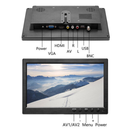 10.1 Zoll HD CCTV Display Bildschirm PC Auto Monitor AV/BNC/VGA/HDMI Eingang DE - Bild 8 von 11