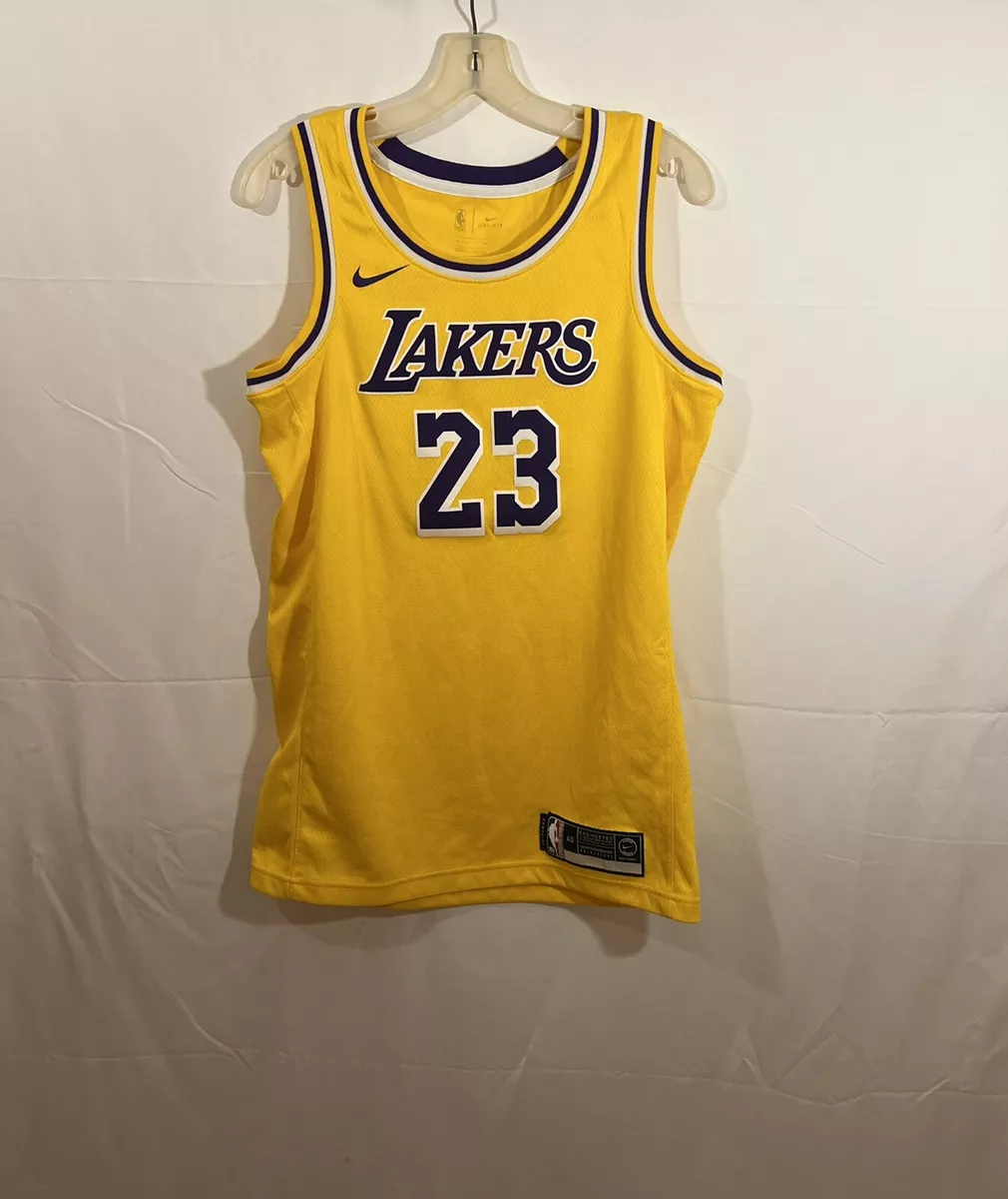 Buy the Nike Los Angeles Lakers Lebron James #23 Gold Jersey Sz