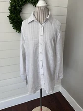 FOJ French Dressing Women's White Long Sleeve Shirt Size 12 (H1)