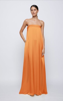 anna quan orange dress ANNA QUAN Neda Satin Cut-Out Maxi Dress