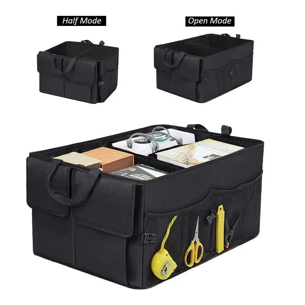 Sac de rangement pliable pour coffre de voiture noir en tissu oxford