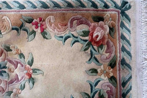 Alfombra anejo Chino Art Deco hecho a mano 63cm x 125cm 1960s - 1C931 - Picture 6 of 10