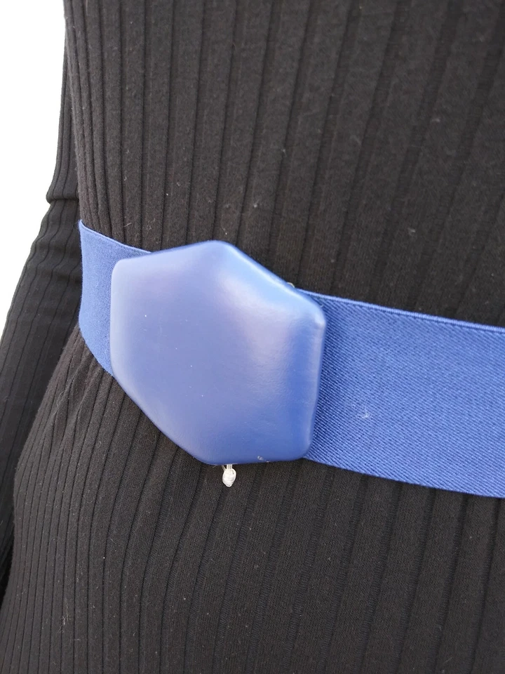 Cinturón Azul Cobalto Años 80 Cintura Elástica Cintura 26" S Hebilla Plisada Suave PEGGY BUNDY  Foto 4 de 4