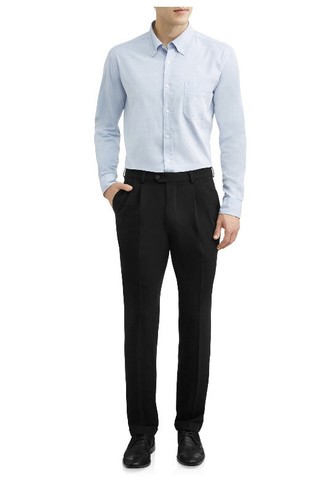George plisado vestido con pantalón para hombre con pretina ajustable-Negro  34/30 | eBay