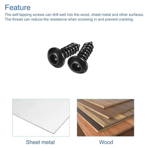 Tornillos autorroscantes hexagonales uxcell, madera de acero al carbono M3 x 10 mm x - Imagen 5 de 6
