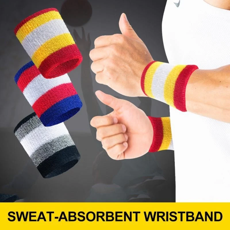 2 x Sports Wrist Sweatbands Unisex Wristband Band Tennis Squash Badminton Gym - Image 2 of 4
