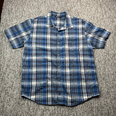 Outdoor Research Shirt Mens XL Weisse Hemp Plaid Short Sleeve Button Up Blue