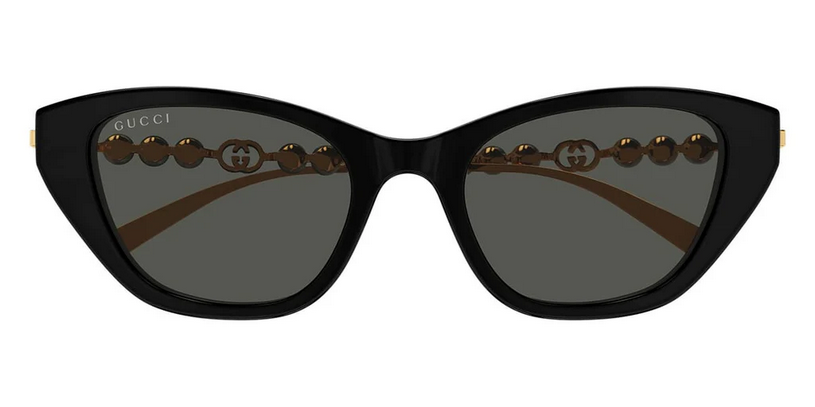 Gucci GG1968S 001 Black Cat Eye Sunglasses with Gold Pearl  display picture 2
