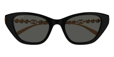 Gucci GG1968S 001 Black Cat Eye Sunglasses with Gold Pearl  display picture 1