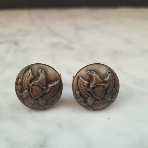 U.S. Uniform Buttons Cuff Link Civil War Infantry .75" Brass  Waterbury Button