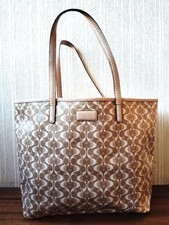 Excellent Condition COACH Tote Bag Signature Beige Brown