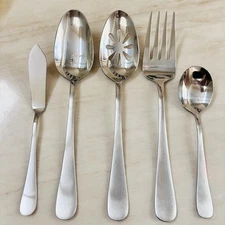 MIKASA Symmetry-Sincerity Stainless Complete Serving Set Of 5 Glossy Tips Up