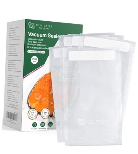 BPA-Free 6x10 Inch Pint Vacuum Sealer Bags with Labels - 200 Count