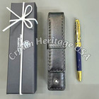 Bid MONTBLANC Meisterstuck 163 Fountain Pen Emerald Navy w/ Leather Pen Case — photo 2