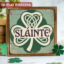 St Patricks Day Gift Wooden Plaque Slainte Celtic Clover Design For Friends