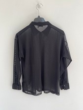 Asos Design Longline Shirt Sheer Black Button Front UK 10-12-14 - NEW