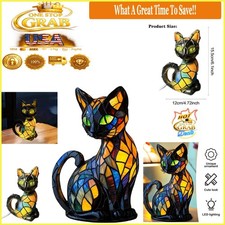 Retro Cat Resin Night Light - Animal Table Lamp for Kids  Bedroom Decor