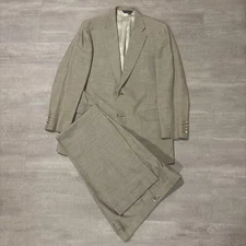 Vintage Paul Stuart Tan Summer Suit 40L Bespoke Surgeon Cuffs 35W Pants Custom