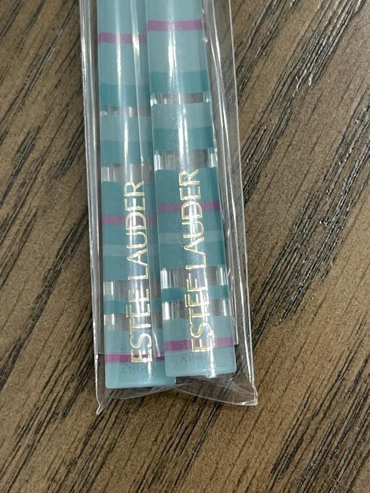 2件套雅诗兰黛复古旅行化妆刷蓝色粉红色条纹 — 第 2/4 张图片